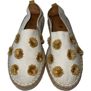 Moccasins Silvia Cobos Flat Espadrilles Canvas 3D Flower Embroidery Size 10